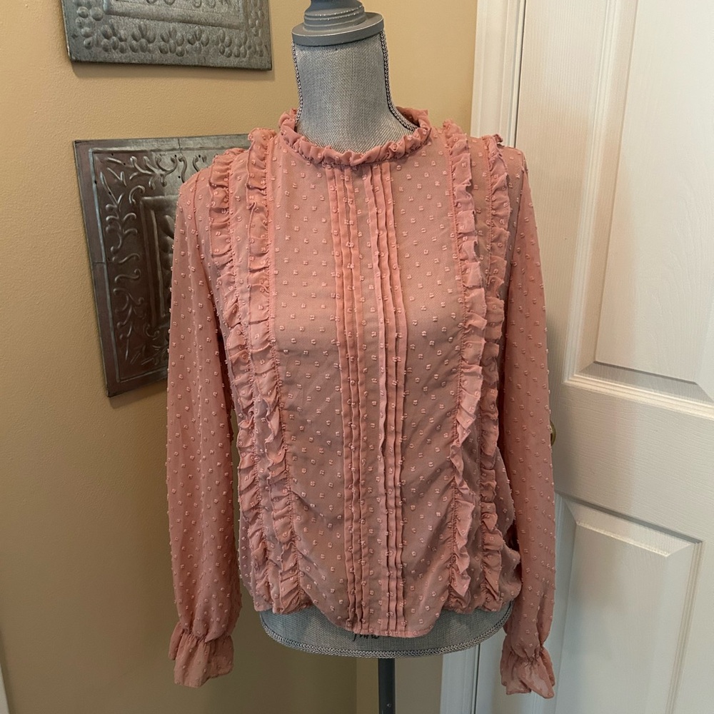 Elegant Ruffled Pink Blouse